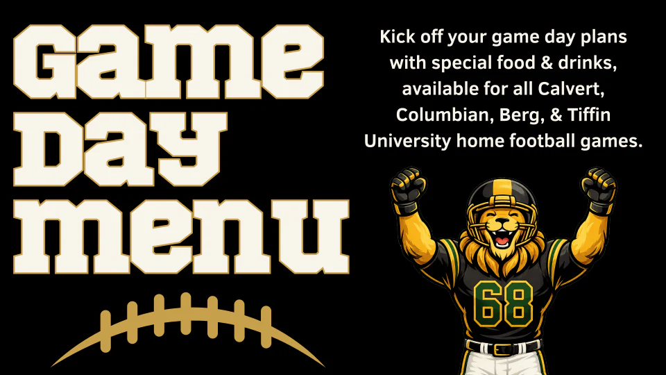 Black and gold Game Day Menu event artwork